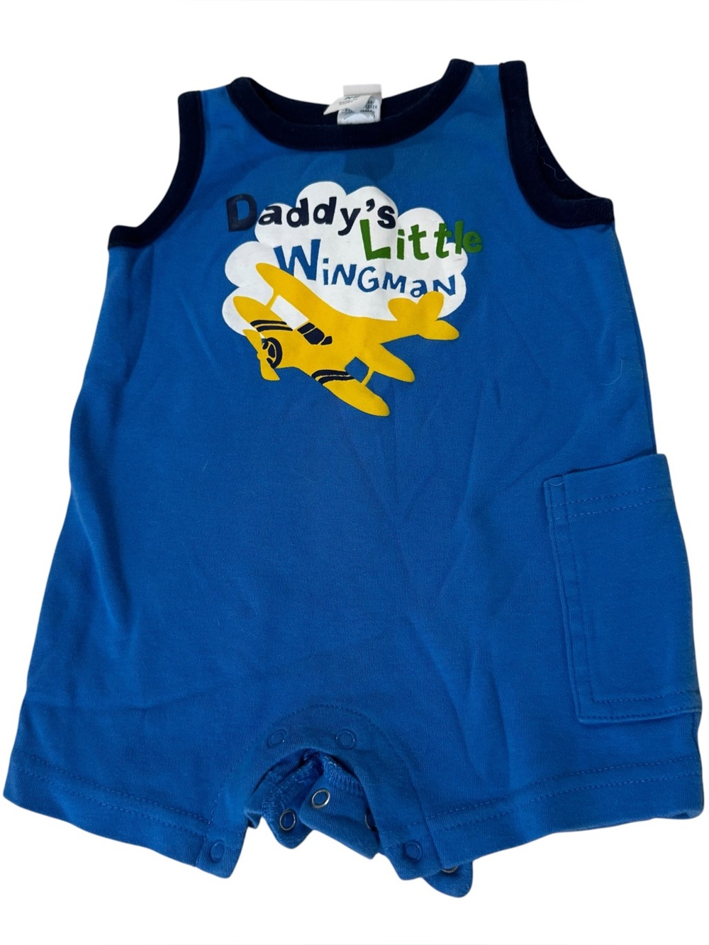 Circo Royal Blue Y2K Daddy’s Little Wingman Sleeveless Romper NB
